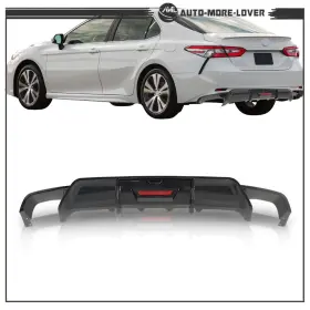 Al1443411lv Silscvtt For Toyota Camry 2018-2021 Rear Bumper Spoiler Lower Diffuser With Led Light Black