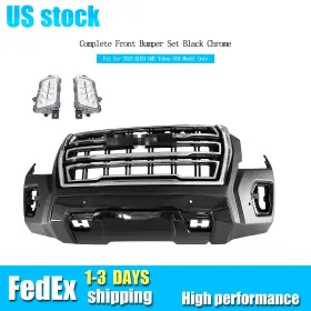 Ot002009a Silverautoparts B C D For 2021-2024 Gmc Yukon At4 Model Only Complete Front Bumper Set Black Chrome