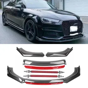 241222-1 Soylin Front Bumper Lip Spoiler Splitter Carbon Fiber Look For Audi S3 S4 A4 A5 Q3 R8