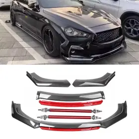 260103-3 Soylin Carbon Front Bumper Lip Splitter Spoiler Strut Rod Body Kit For Ford Mustang Gt