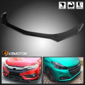 Spec-d Tuning 841808182181 Fits Universal Glossy Black Front Bumper Lip Spoiler Splitter Body Kit 3pc