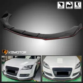 Spec-d Tuning 841808185717 Fits Universal Glossy Black 3pc Style Front Bumper Lip Spoiler Splitter Red Trim