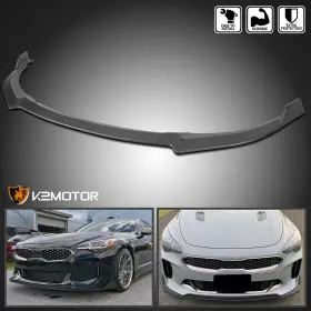 Lpf-stg18bk-pq Spec-d Tuning 18 Fits 2018-2021 Kia Stinger Matte Black 3pc Front Bumper Lip Spoiler Splitter