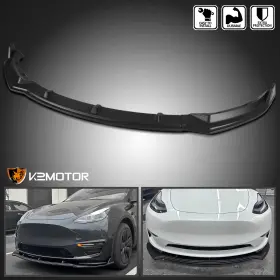 Lpf-tsla317bk-ak Spec-d Tuning 17 Fits 2017-2020 Tesla Model 3 Matte Black Front Bumper Lip Spoiler Splitter 3pc