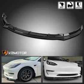 Lpf-tsla317gb-ak Spec-d Tuning 17 Fits 2017-2020 Tesla Model 3 Glossy Black Front Bumper Lip Spoiler Splitter 3pc