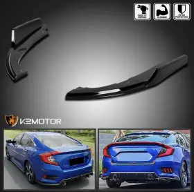 Spec-d Tuning Lpr-cv16gb-ak 16 Fits 2016-2020 Honda Civic 4dr Sedan Glossy Blk Rear Bumper Lip Diffuser Spolier