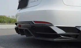 Speed-motoring 569806989096 For Tesla Model 3 Sedan 2016-2023 Carbon Rear Bumper Diffuser With 3rd Brake Light