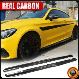 C205 Speed-motoring 569807417680 For Benz W205 C43 C63 Coupe 2015 Real Carbon Side Skirts Extension Lip