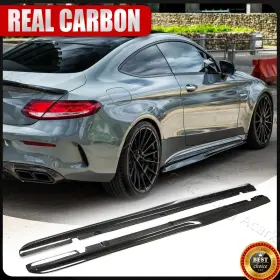 Speed-motoring 569807658144 Real Carbon Side Skirts Extension Lip For Benz W205 C205 C43 C63 Amg Coupe 2015