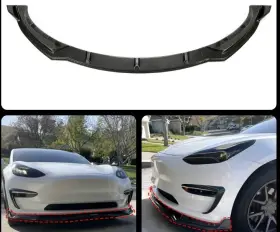 Bap12111 Speedpark For Tesla Model 3 17-23 Front Bumper Lip Kit Chin Spoiler Carbon Fiber Style