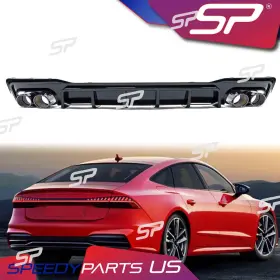 Di85 Speedyparts S7 Style Rear Diffuser Black Tips For Audi A7 C8 S-line 2019-2025