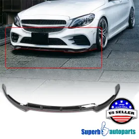 Lpf-bw20519gb-rd-pq Superbautoparts Fits 2019-2020 Mercedes Benz C-class W205 Glossy Black Front Spolier Red Lip