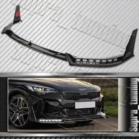 2-pu-213-led-pbk Supra Tunning Painted Blk Front Bumper Lip Led Sequential Lights For 18-23 Kia Stinger Gt-line