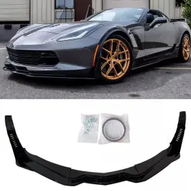 Tinasdream2017 At19025201 Front Lip Splitter Side Winglets For Corvette C7 Z06 Stage 5 Gloss Black 2014 19