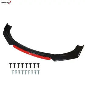 1777690 Tinvhy Black Red Universal Car Front Bumper Lip Body Kit Spoiler Deflector Lips
