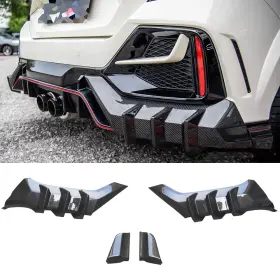 Fk8d001 Titan-3 For 17-21 Honda Civic Type-r Fk8 Mu Style Carbon Fiber Rear Bumper Diffuser Lip