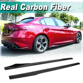 Top-carbon-88 569807521462 For Alfa Romeo Giulia 17-22 Real Fiber Side Skirts Extension Lip Spoiler