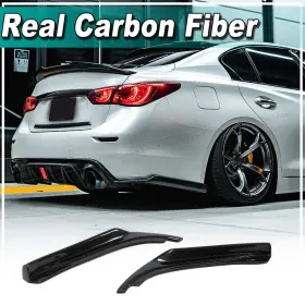 Q50s Top-carbon-88 569807687885 For Infiniti Q50 14-23 Real Rear Bumper Side Corner Splitters Aprons