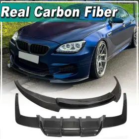 Adbmw602-sd Top-carbon-88 Adhly310 Fit For Bmw F06 F12 F13 M6 2013-2019 Real Front Lip Rear Diffuser Bodykit