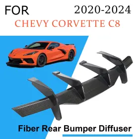C1654 Trai2618 Rear Bumper Diffuser For Chevy Corvette C8 2020-2024 Stingray Real Carbon Fiber