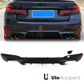 1kpbw1203040 Uinautoparts For 2017-2023 Bmw G30 5 Series M5 Sport Style Glossy Black Rear Bumper Diffuser