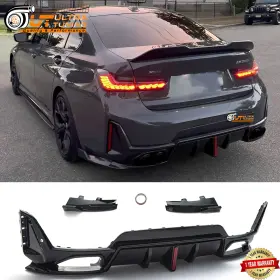 Ut-g20-rl-6-gb Ultratuning Gloss Black Led Rear Diffuser For 2023-2024 Bmw 3 Series 330i M340i G20 M Sport