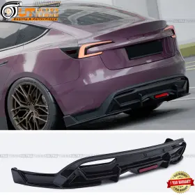 Ut-tesla-m3-rl3-gb Ultratuning Fit For Tesla Model 3 2024 Gloss Black Rear Bumper Lip Splitter Spoiler Diffuser