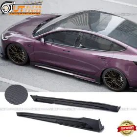 Ut-tesla-m3-sk3-cf Ultratuning For 2024 Tesla Model 3 Side Skirt Panel Extension Lip Rocker Carbon Fiber Look