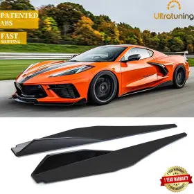 W2-c8-sk1-gb Ultratuning For 2020-2025 Corvette C8 Z51 Side Skirts Stage 2pc Gloss Black