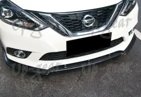 2-pu-663-pcf-a Up Gear Performance For 16-19 Nissan Sentra 4dr Sedan 3pcs Carbon Look Front Bumper Body Spoiler Lip