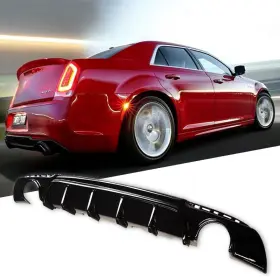 Yc-300c-srt-rl-gb Vehito Gloss Black Rear Bumper Lip Diffuser For 2015-2023 Chrysler 300 Srt Dual Exhaust