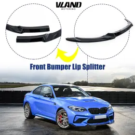 9738-4 Vland Gloss Black Front Bumper Lip Splitter Cs Style For 2015-20 Bmw F80 M3 F82 F83 M4