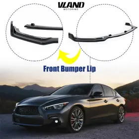 9738-6 Vland For Infiniti Q50 Sport 2014-2017 Glossy Black Front Bumper Lip Spoiler Splitter