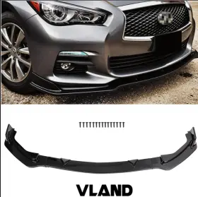 Vland Yht-qc-9738-05 Front Bumper Lip Spoiler Splitter Glossy Black For 2014-2017 Infiniti Q50 Base