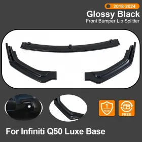 Yht-qc-9738-07 Vland Glossy Black Front Bumper Lip Splitter Chin For 2018-2024 Infiniti Q50 Luxe Base