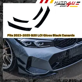 G20-23-canard-gb Vten 4x Gloss Black Front Bumper Canards Aero Bodykit For 2023-25 Bmw G20 Lci M-sport