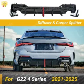 Wb07-diff Vten For Bmw G22 4 Series 21-25 Rear Diffuser Bumper Lip With Corner Splitter Spoiler