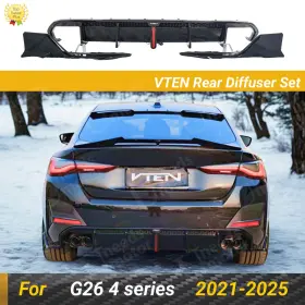 Wb13-diff-dual Vten For Bmw G26 4 Series M440i 21-25 Led Dual Exhaust Sets Rear Diffuser Bumper Lip