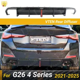 Wb13-diff-dual-vten Vten For Bmw G26 4 Series M440i 21-25 Dual Exhaust Rear Diffuser Bumper Lip Spoiler