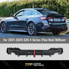 Wb13-diff-single-vten Vten For Bmw G26 4 Series 430i 21-25 Single Exhaust Rear Diffuser Bumper Lip Spoiler