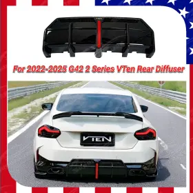 Wb29-diff-vten Vten Rear Led Diffuser Bumper Body Splitter Fits Bmw G42 2 Series 230i M240i 2022-25