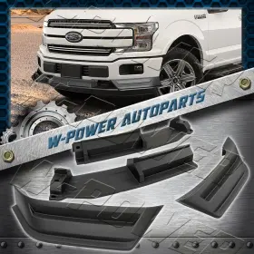 2-pu-107 W-power Black For 2018 2019 2020 Ford F-150 Pickup Front Bumper Lip Splitter Spoiler