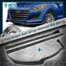 2-pu-328 W-power 9pc Matt Black For 2013-2017 Hyundai Elantra Gt Hatchback Front Lip Side Skirts