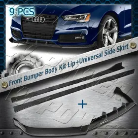 2-pu-494-pcf W-power 9pc Carbon Style For 2013-2016 Audi A5 / S5 S-line Front Spoiler Side Skirt