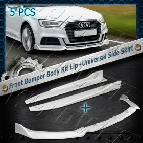 2-pu-517-pwh W-power 5pcs Painted White For 2017-20 Audi A3 S3 Sport Front Lip Universal Side Skirts
