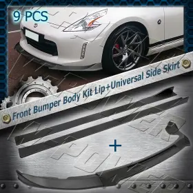 2-pu-575 W-power 9pc Matt Black For 2009-2012 Nissan 370z Z34 Front Lips Universal Side Skirts