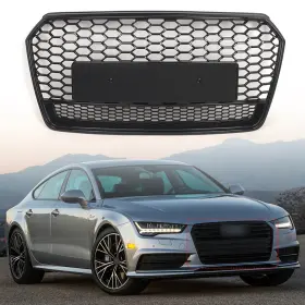 Wheelx A7 S7 2016 Facelift -2018 Fits For 2016-2018 Audi Front Mesh Hex Honeycomb Grill Grille Gloss Black
