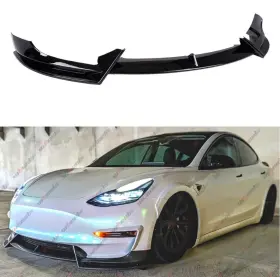 Kye702 Wheelx 3pcs Front Lip Spoiler 2017-2023 Tesla Model 3 Glossy Black