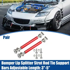 X Autohaux 766549349702 1 Pair Aluminum Alloy 3 Inch -5 75mm Car Front Bumper Lip Splitter Strut Rod Red