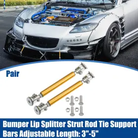 X Autohaux 766549349740 Pair Aluminum Alloy 3 Inch -5 75mm Car Front Bumper Lip Splitter Strut Rod Gold Tone